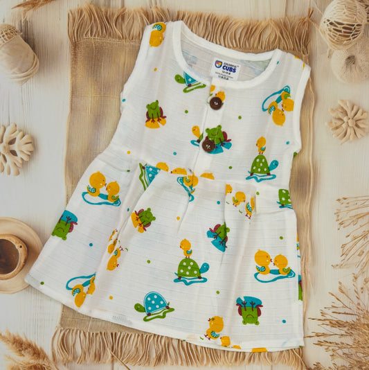 MUSLIN SLEEVLESS FROCK - CHICKS
