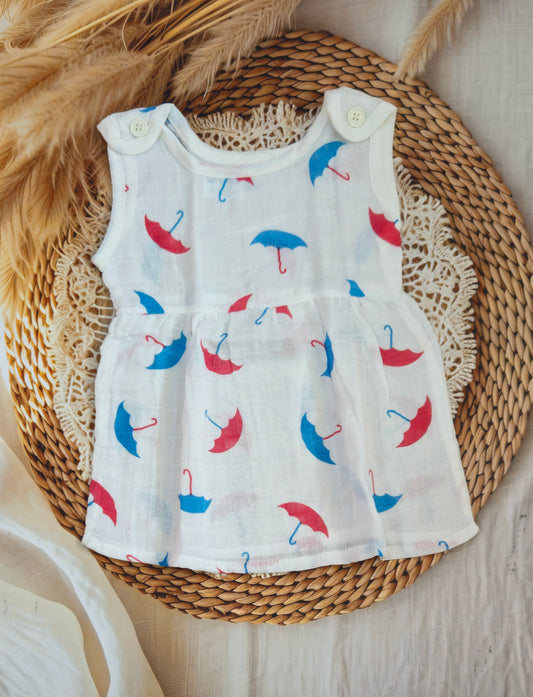 MUSLIN TOP BUTTON FROCK - UMBRELLA