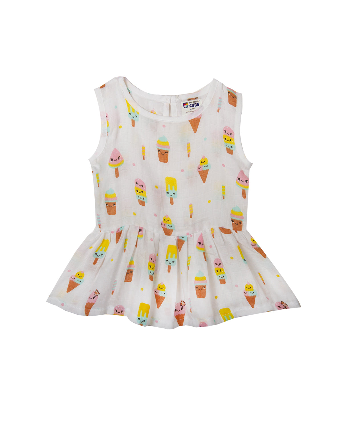 Muslin Button Frock - ICE CREAM